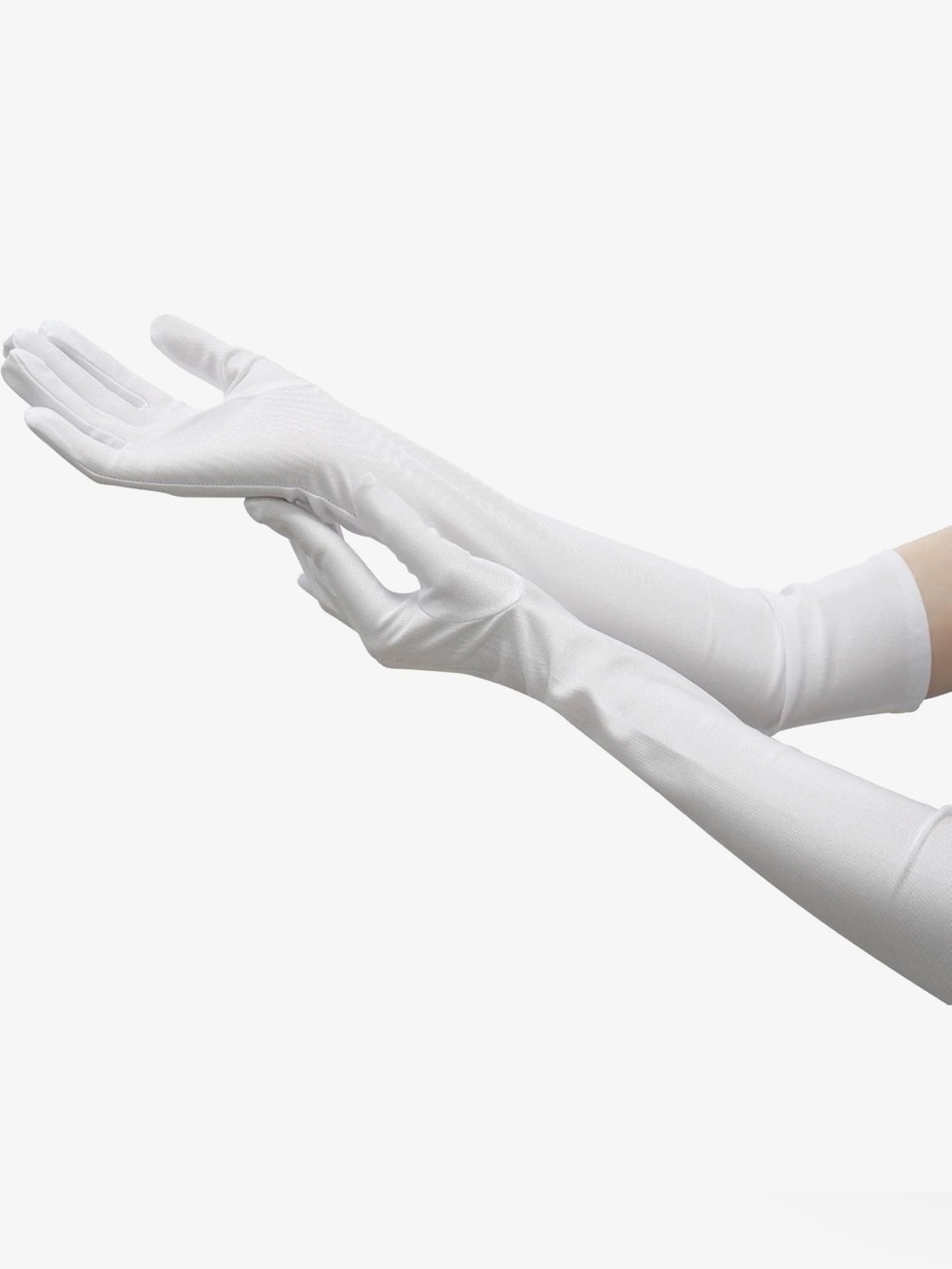 White Satin-like Opera Gloves - Elegant Party Accessory